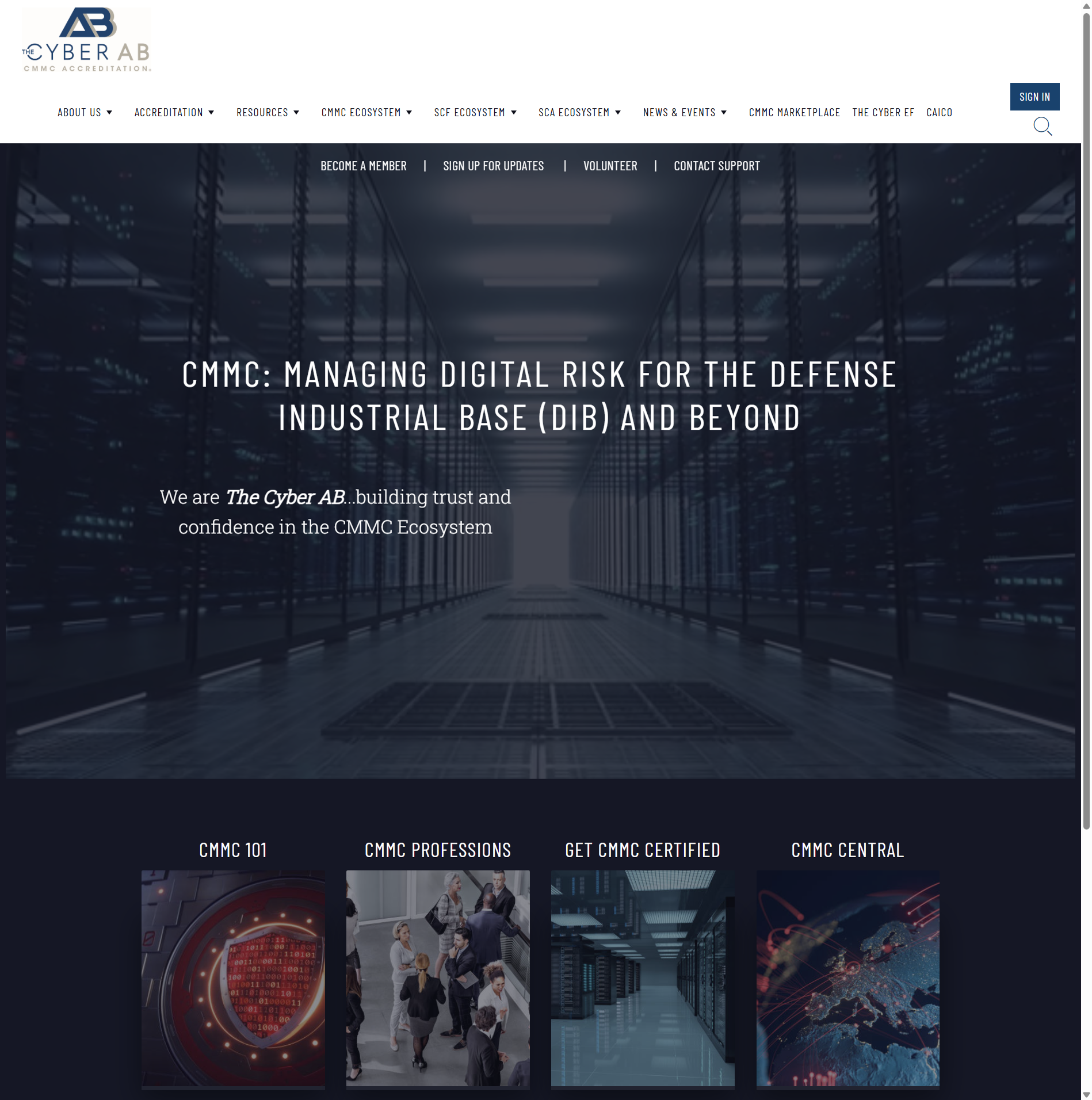 The Cyber AB website screenshot